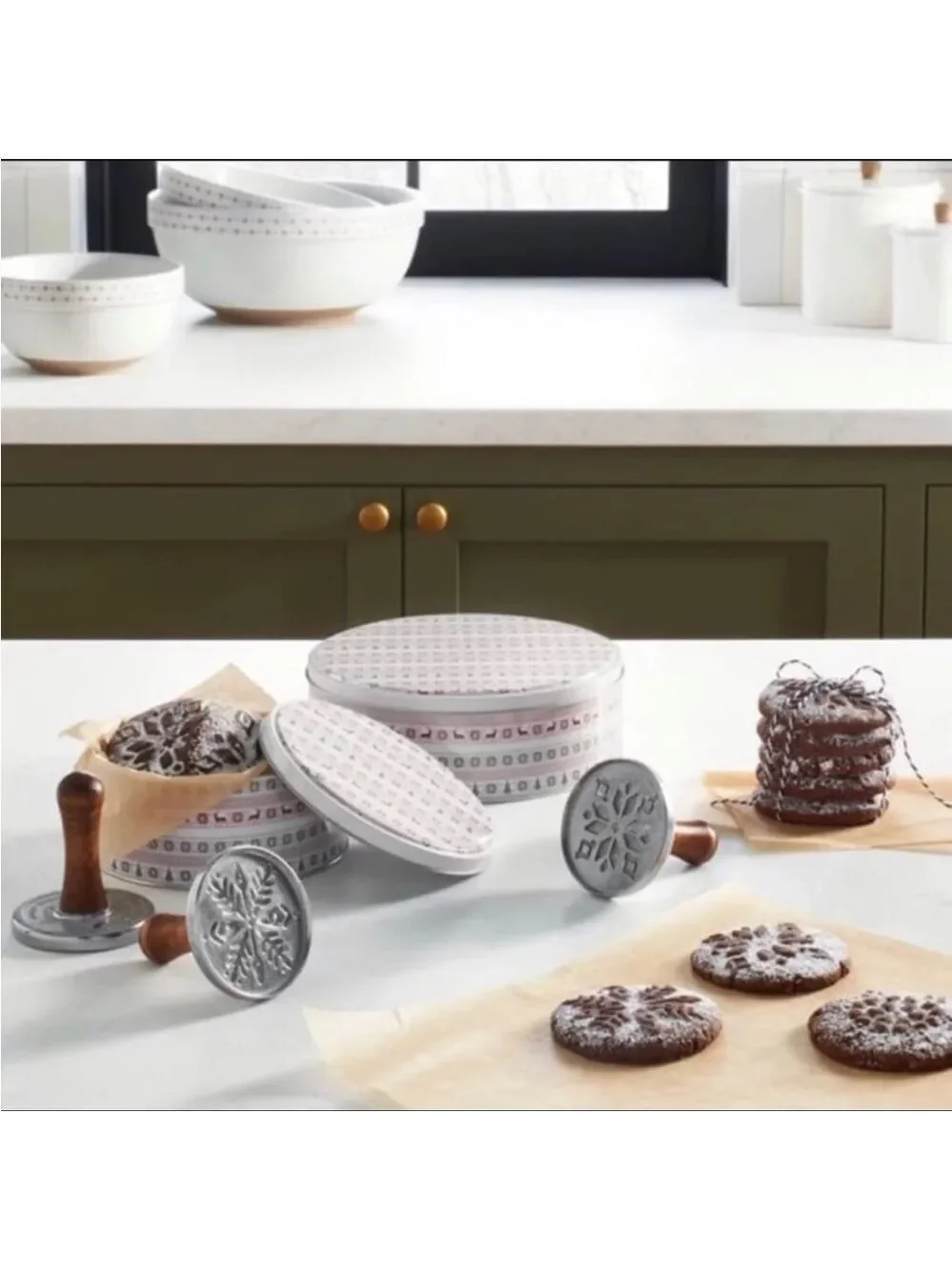 3pc Winter Snowflake Metal & Wood Cookie Stamp Set - Hearth & Hand with Magnolia